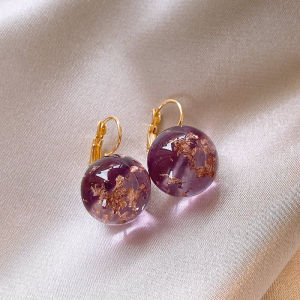 LL 18k gold Fashion Design Purple Clear Foil Crystal  Earrings ES63679