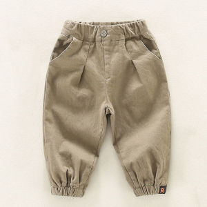 Kids High Quality Cotton Pants Korean Style Street Wear Black Khaki Army Green Jogger Pants for Boys 1-8 Years Old