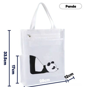 Panda Tote Bag for Kids Mesh Book Bag Transparent Schoolbag Cute Handbag