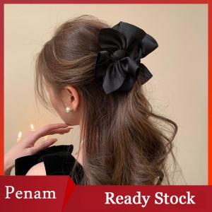 [PAM] New French Black Bowknot Hair Claws Large Shark Clips Girl Bow Grab Clips For Women Sweet Headwear Hair Accessories