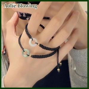 Aolie Lucky Couple Bracelet Peace Buckle Hand Weaving Bracelet Vintage Girlfriend Birthday Gift