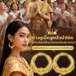 [ขอให้ร่ำรวยไหลมาเทมา] ต่างหูเครื่องรางนำโชคมงคล ต่างหูชุบทองแดงเงิน ต่างหูหรูหราบางเบา ได้รับพรจากอาจารย์