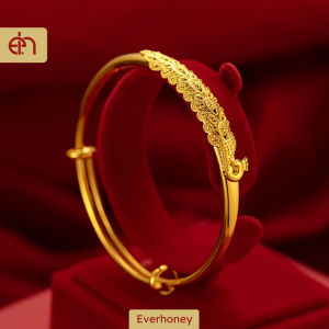 Everhoney Womens Gold Plated Elegant Carved Expandable Bangle Bracelet for Women Girls
