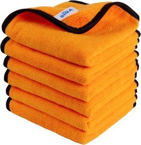 MR.SIGA Professional Premium Microfiber Towels for Household Cleaning Dual-Sided Car Washing and Detailing Towels Gold 15.7 x 23.6 inch 6 Pack