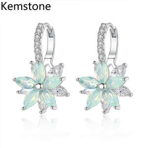 Kemstone Thời Trang Đồng AAA Cubic Zirconia Phong Cách Hàn Quốc Nhiều Màu Sắc Hoa Kẹp trên Vòng Bông Tai Trang Sức dành cho Nữ