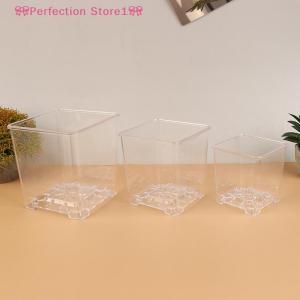 🎀Perfection Store1🎀 Square Transparent Acrylic Flower Pots Breathable Bonsai Plant Pot Desktop Decoration For Garden Yard Living Room Balcony