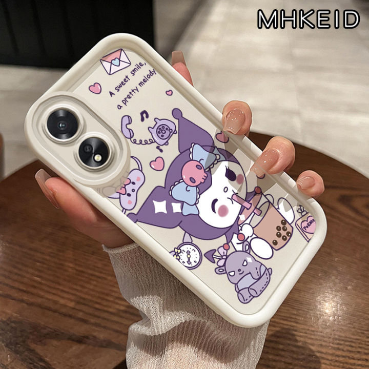 MHKEID Casing Hp OPPO A18 A38 A2x Case pola sanrio desain baru perlindungan Kesing lensa kamera genggam silikon Softcase