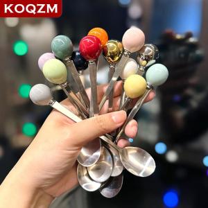 [COD] KOQZM KITCHEN Stainless Steel Spoon Cute Ball Coffee Spoon Ice Cream Dessert Tea Stirring Spoon For Picnic Kitchen Accessories
