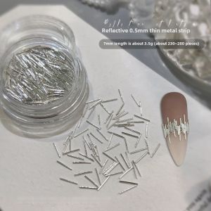 1 Pack Reflective Ultra-fine Metal Silver Small Long Nail Art Night Shiny Rivet for Nail DIY