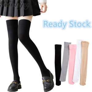 Ruizhijzg Ready stock Thigh High Stockings Over the Knee Soft Velvet Leg Warmers Silicone Non Slip Velvet   Knee Length Woman Ladies Teen Girl Party Dance Socks Japanese Style Solid Plain Color