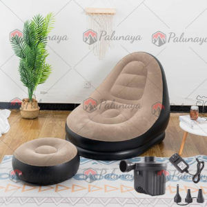(FREE POMPA) Sofa Santai Angin Intime / Kursi Santai Sandaran Kaki / Sofa angin santai dengan sandaran kaki bermotif cartoon / Sofa Angin Santai Intime Flocked Lounge / Sofa Tiup Dewasa / Kursi Santai Dengan Sandaran Kaki / Sofa Inflatable