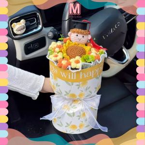 Mini Party House Creative Knitted Sunflower Bouquet|Handmade Graduation Gift