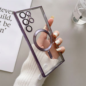 Clear Soft Case For Samsung Galaxy S25 S24 S23 S22 S21 Note 20 Ultra Note 10 Plus FE Edge 5G 4G Magsafe Premium Cover Mewah Lens Glass Protection Elegan Luxury Casing Viral