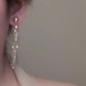 Champagne gold pearl earrings with cascading tassels exquisite and elegant dress accessory high-end and classy earrings for women