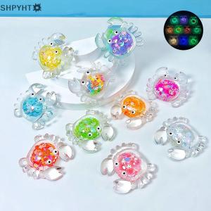 SHPYHT✨ Cartoon Mini Luminous Crab Home Decoration Resin Crafts Miniature Figures Cute Desktop Small Ornaments Accessories Gifts