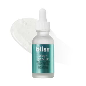 Bliss Clear Genius Clarifying Overnight Liquid Peel - 1 Fl Oz - Clear Pores & Exfoliate Skin - Non-Irritating - Clean - Vegan & Cruelty-Free