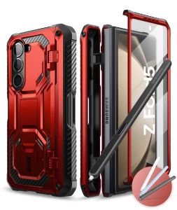 i-Blason Armorbox Designed for Samsung Galaxy Z Fold 5 Case (2023 Release) with Pen Holder & 3 Silicone Pen Covers Full Body Protective Bumper Case with Built-in Screen Protector & Kickstand
