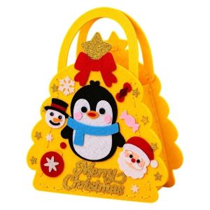 RL5LBR Cắt tỉa sơ bộ Tự làm túi Giáng sinh Vải không dệt Ông già Noel Túi kẹo Giáng sinh Đồ chơi Người tuyết Túi xách làm thủ công. Mẫu giáo