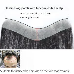 BLACKON 007mm Phụ kiện tóc cho đường chân tóc trán Da siêu mỏng Phong cách V Toupee nam thẳng đen Đường chân tóc hình chữ M Thủ công Miếng dán tóc tự nhiên cho người Phụ nữ/Đàn ông
