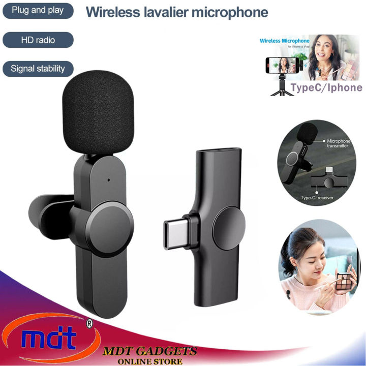 Wireless Microphone 2.4GHz Mini Lavalier Mic Noise Reduction