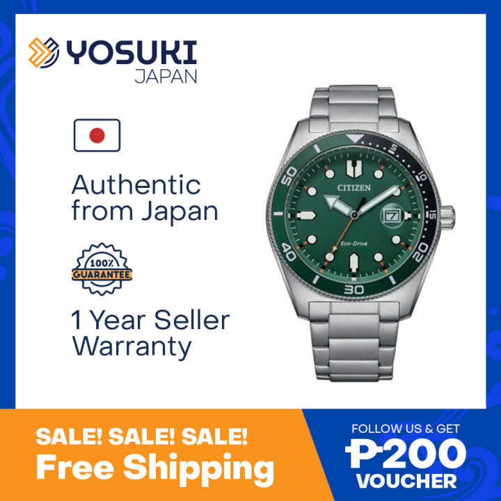 CITIZEN Solar AW1768-80X Eco Drive Date Green Silver CITIZEN Solar AW1768-80X Eco Drive Date Green Silver