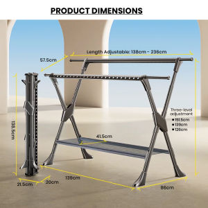 [XAH-2526] FOLDABLE Aluminium Alloy Cloth Hanger Drying Rack for outdoor balcony household /Ampaian baju - GUN GREY