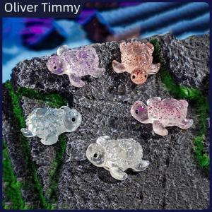 [Oliver Timmy] 10Pcs Transparent Glitter Cute Resin Sea Turtles Miniature Ornaments DIY Fish Tank Garden Decoration Accessories Mini Statue Decorative Small Landscaping