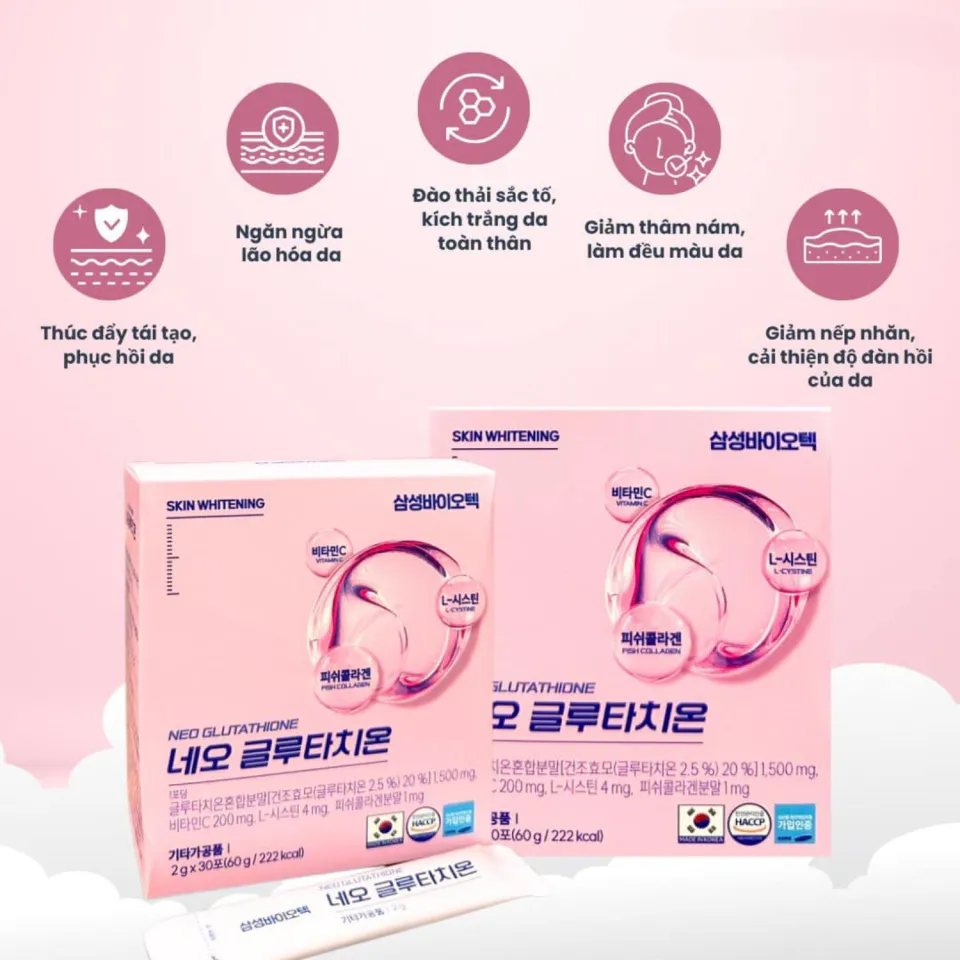 neo glutathione hàn quốc Bột uống trắng da Neo Glutathione hộp 30 gói