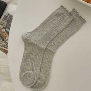 CEEKEY ฤดูร้อนบางถุงเท้าผู้หญิงสีทึบกลางถุงเท้าเทพธิดาหลวมขอบเห็ดหูหนูถุงเท้า