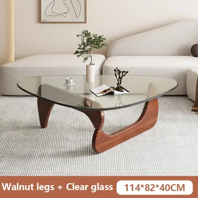 💗Ready Stock💗Triangle Glass Table/Circular Tea Table/Tempered Glass Tea Table/Small Living Room Simple Transparent