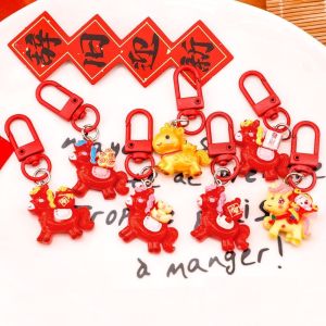 VIVIDI Linh vật ngựa Móc khóa hình ngựa Đang treo Trang trí năm dây chuyền túi ngựa Sáng tạo Linh vật may mắn dây túi Quà tặng cặp đôi