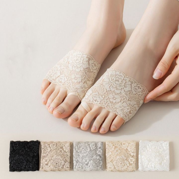 HLDT Short Simple Cotton Solid Color Women Socks Lace Toe Separator ...