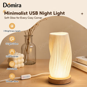 B&G Table Lamp Wood Base Desk Lamp INS Minimalist LED USB Plug Dimmable Table Night Lamp