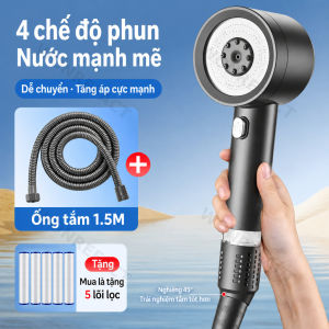 Vòi Sen Tăng Áp 4 Chế Độ Nước Tặng 5 Lõi Lọc PP Khóa Nước Tạm Thời Mặt Inox 304 Phun Mưa Massage Spa Chống Tắc Nghẽn Dây Dẫn Dày Chống Nổ Ren Phi 21 Tiêu Chuẩn Cho Nhà Tắm Khách Sạn Gia Đình Thiết Kế Xám Titan Sang Trọng Tiết Kiệm Nước Hiện Đại