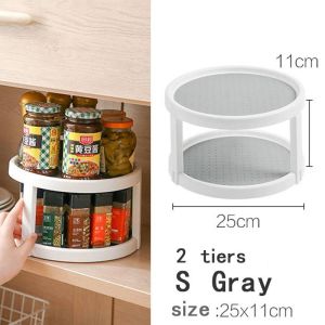 Rak Bumbu Dapur 2 Susun Tempat Saos Kecap Putar 2 Layer Lingkaran Dapat Berputar 360 Derajat Rak putar serbaguna