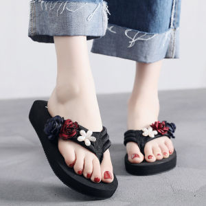 [Free Shipping] Shanjiao Korean-Style WomenS Summer Anti-Slip Wedge Beach Sandals Fashionable Vacation Thick-Soled Sandals For Outdoor Wear At The Seaside