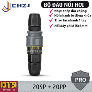 Bộ đầu nối nhanh dây hơi phi 8mm CHZJ 20SP+20PP khớp nối nhanh tự động khóa bằng nhựa thép đặc chủng chống va đập thao tác nhanh 1 tay bộ khớp nối nhanh máy nén khí nối hơi tự động xiết dây bộ đầu nối hơi 5x8mm khí nén