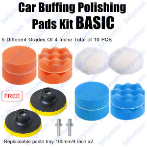 MOON Waffle Buffer Polishing Pad Set 12PCS For Car Polisher Car Buffing Polishing Pads Kit Compound Waxing Polishing Wheel Tool Drill Adapter Kit Sponge Pad for Drill Grinding Machine Polisher[In Stock&Fast Shipping]