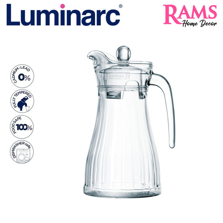 Luminarc 1300ml Glass Jug With Lid Fridge Jug Glass Pitcher Glass Jug Juice Pitcher 3747