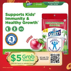 SCOTTS Multivitamin Gummies for Kids Vitamin A B6 C D & Zinc For Healthy Growth Bone Eye & Immunity Apple15s
