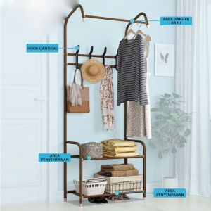 Rak Gantung Baju Topi Tas / Rak Multifungsi Stand Hanger Jemuran