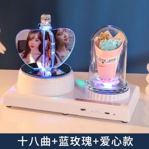 Creative Customized Gift Music Box Gift for Girlfriend Wife and Husband on Wedding Anniversary/USB Powered Automatic Photo Album Rotation 18 Music Tracks