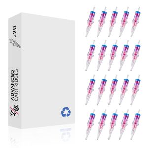 20pcs Tattoo Cartridge Needles # 12 Tattoo Needles Standard-Round Liner Needles with Membrane Safety Cartridges for Tattoo Beginners (1203RL)