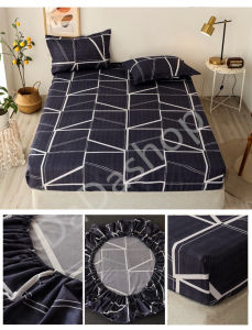 ผ้าปู Da1/1-11 สีดำ รัดรอบเตียง 3.5 ฟู x 5 ฟู x 6 ฟู (ไม่รวมปลอกหมอน) สูง 10 นิ้ว ไม่มีรอย ไม่ลอกง่าย