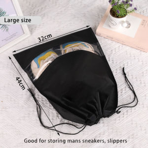 With Transparent Slot Waterproof Dustproof Drawstring Shoes travel bag pouch shoes storage cover