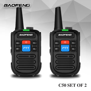 HT BAOFENG Set 2 Unit Handy Talkie Tipe C50 Mini UHF 400-470MHz 16 Channel Baterai 1500mAH HT Boafeng Jarak Jauh Walkie Talkie