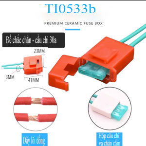 Cầu Chì An Toàn Chống Nước TI0533 Có Chụp Hộp Nhựa Chịu Nhiệt Dây Lòi Đồng 30A - Đa Màu