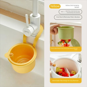 KEBETEME 2IN1 Sink Strainer Basket Faucet Hanging Sink Drain Basket Automatic Dumping Kitchen Sink Food Waste Collector Detachable Fruit Clean Filter Rack