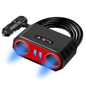 【Quick delivery】Original LED Car charger 12V Fast charger socket 3.1A Digital display Dual USB Cigarette lighter Adapter Car Converter High quality wireless inverter with voltmeter 24V Truck socket distributor