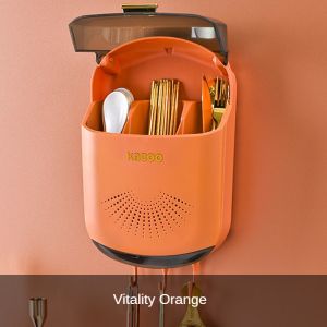 I know Wall-Mounted Multi-Functional Cutlery Storage Box - Modern Design for Chopsticks Spoons and Forks with Ventilation Holes and Hooks